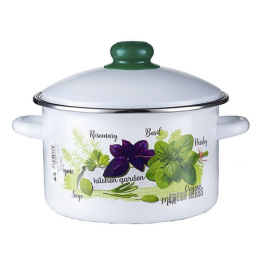 Кастрюля эмалированная Магн Базилик 3,0л цилиндрическая с металл. крышкой Эмаль Магнитогорск 01-Б1612/4