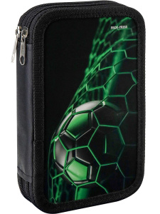 Пенал двухкамерный Зеленая футбольная сетка, большой ПН-7059