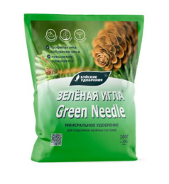 Зеленая игла для хвойных 100г водорастворимое минеральное удобрение от побурения хвои Буйские удобрения