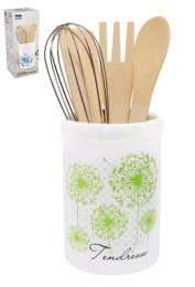 Набор кухонных принадлежностей 5 предметов в керам. (доломит) подставке Нежность, в п/у Lavenir HC150R-D211