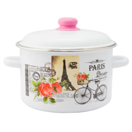 Кастрюля эмалированная Париж 3,0л цилиндрическая с металл. крышкой Appetite 1RD181М