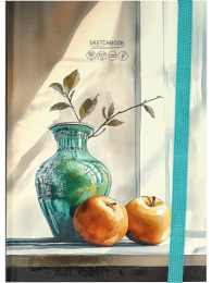 Тетрадь  80 листов скетчбук Ваза и яблоки, книжный переплет 80-9624