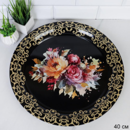 Поднос металлический круглый d-40см Эмаль Букет MB-154/742154