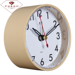 Будильник механический кварцевый d- 8см Классика, бежевый Рубин В7-005