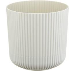 Кашпо пластиковое Вельвет с поддоном 2,5л d-16см h-15,5см белый ротанг Idea М3181