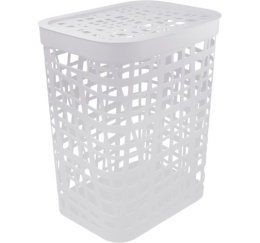Корзина для белья пластиковая прямоугольная 55л 44х36х52см Хаос, белый Idea М2619