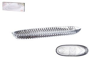 Блюдо стеклянное овальное 300х100мм, в п/у Коралл 9068