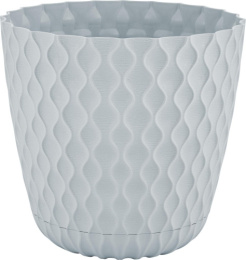 Горшок для цветов пластиковый Wave с поддоном  4,7л d-20,5см h-19,5см утренний туман InGreen IG650310025