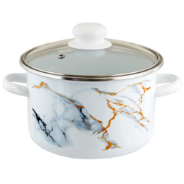 Кастрюля эмалированная Мрамор / Marble 4,0л цилиндрическая со стеклян. крышкой Appetite 1RD201S