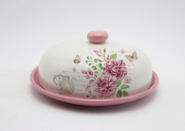 Блюдо для блинов керамическое (доломит) с крышкой 230мм Дикая роза, в п/у Коралл HC604R-F66