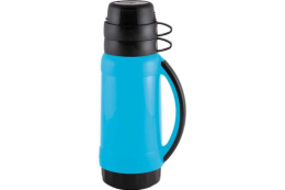 Термос  1,8л стеклянная колба узкое горло пластиковый корпус пластиковая ручка 2 крышки-кружки Pratico Mallony 005536