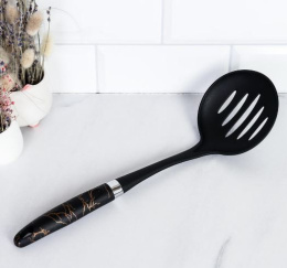 Шумовка нейлоновая 35см пластиковая ручка Черный мрамор SH-152/735152