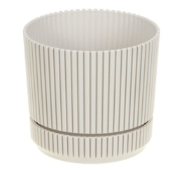 Кашпо пластиковое Стрип с поддоном 0,6л d-11см h-10см кремовый Idea М3245