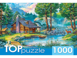 Пазлы 1000 элементов Домик у лесного пруда ХТП1000-2166