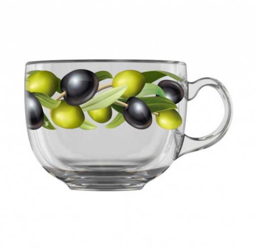 Кружка стеклянная 450мл Оливки Декостек 2027-Д