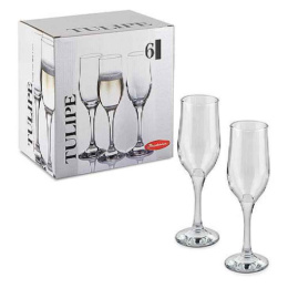Набор бокалов для шампанского стеклянных Tulipe (Тулип) 6шт. 190мл, в п/у Pasabahce Бор 44160