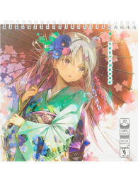 Тетрадь  40 листов скетчбук Девушка с зонтиком, гребень 40-5251