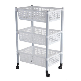 Этажерка для овощей пластиковая трехсекционная на колесах 44х31х70см Полимербыт С960