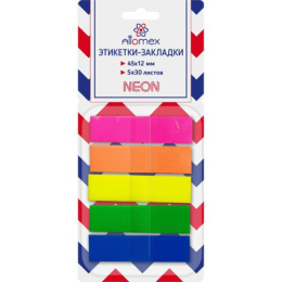 Этикет-закладки самоклеящиеся  5 цветов х  30 листов 45х12мм Attomex 2011203
