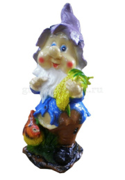 Фигурка садовая гипсовая Гном с курочкой 20х43см ГусьДекорЛюкс 2С30