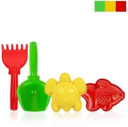 Набор для песочницы пластиковый  4 предмета Морской: грабли, совок, формочки 2шт., в ассортименте, в пакете Совтехстром У376/16645