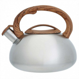 Чайник из нержавеющей стали со свистком 3,0л коричневая ручка, сатин Webber BE-0593