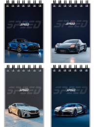 Блокнот А7  40 листов Красивые автомобили 8, гребень Б40-9321