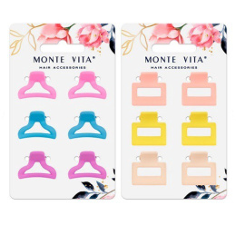 Крабы для волос Monte Vita набор  6шт. Soft touch, ассорти 457029