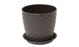 Кашпо пластиковое Ротанг с поддоном 1,0л d-13,5см h-12см коричневый ротанг Idea М3080