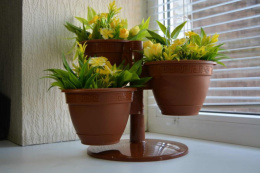 Кашпо пластиковое Каскад Антик из трех горшков на подставке 0,9л d-14,5см, шоколад 5plast 5PL0397