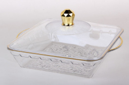 Блюдо пластиковое квадратное с крышкой 25,5х22х14,5см, для сервировки Коралл 8704