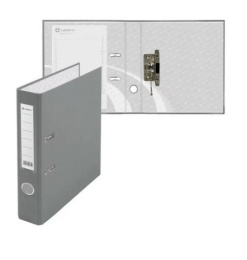 Папка-регистратор 50мм PVC, метал. окантовка, карман, собранный, серый 128/73108 AF0601-GR1