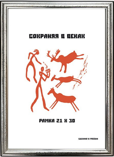 Фоторамка 21х30см пластиковая, серебро 291