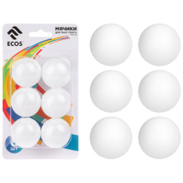 Мячики для пинг-понга набор 6шт. полипропиленовые, на блистере Ecos PPB-6B/323118