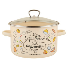 Кастрюля эмалированная Приятного аппетита 5,5л цилиндрическая со стеклян. крышкой Appetite 1RD221S