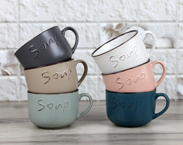 Бульонница фарфоровая с одной ручкой 600мл, в ассортименте Фокус 20193