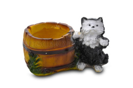 Зоокашпо декоративное гипсовое Бочка-Котенок 22х15см ГусьДекорЛюкс 5КП15