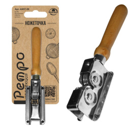 Ножеточка из нержавеющей стали деревянная ручка 18см, Ретро Мультидом AN57-56
