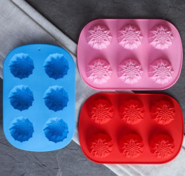 Форма для выпечки силиконовая  6 ячеек прямоугольная 25х17см h-3,5см Подсолнухи HL-071, цвет в ассортименте 719036