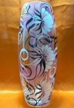 Ваза для цветов стеклянная бочонок h-26см d-12см Flora абстракция роспись, в п/у Красота стекла 88/35