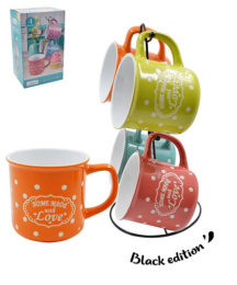 Кружки керамические набор 4шт. на металлической подставке 300мл С любовью, в п/у Lavenir 21665