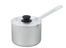 Ковш алюминиевый 1,0л с крышкой, металлическая ручка, с носиком Калитва 14010