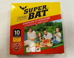 Спирали от комаров 10шт. тройного действия от комаров, мух, ос, красные SuperBAT 02-002