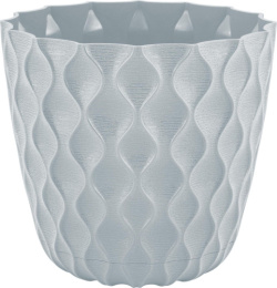 Горшок для цветов пластиковый Wave с поддоном  2,5л d-17,5см h-16см утренний туман InGreen IG650210025