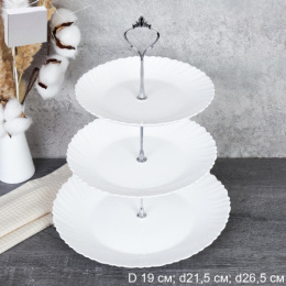Блюдо 3 яруса стеклокерамическое 190/215/265мм Классика, белый, в инд/у White Lily LHP75/85/105 (White)/746570