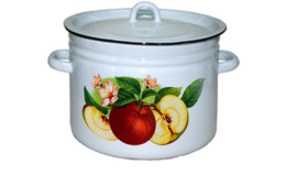 Кастрюля эмалированная 11,5л цилиндрическая с металл. крышкой с декором Магн Эмаль Магнитогорск 1623/4