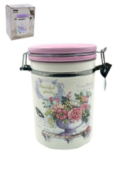 Банка для сыпучих керамическая (доломит) с клипсой  825мл Beautiful garden, в п/у Lavenir HC810-K48
