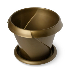 Кашпо пластиковое Флориана с поддоном 0,3л d-10см h-8см золотой Martika С383/ЗОЛ