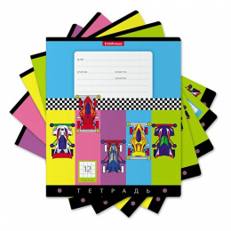 Тетрадь  12 листов клетка ErichKrause Веселые гонки 48838