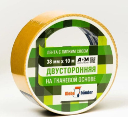Скотч (клейкая лента) двусторонний тканевый 38мм х 10м, без инд/у Klebebander